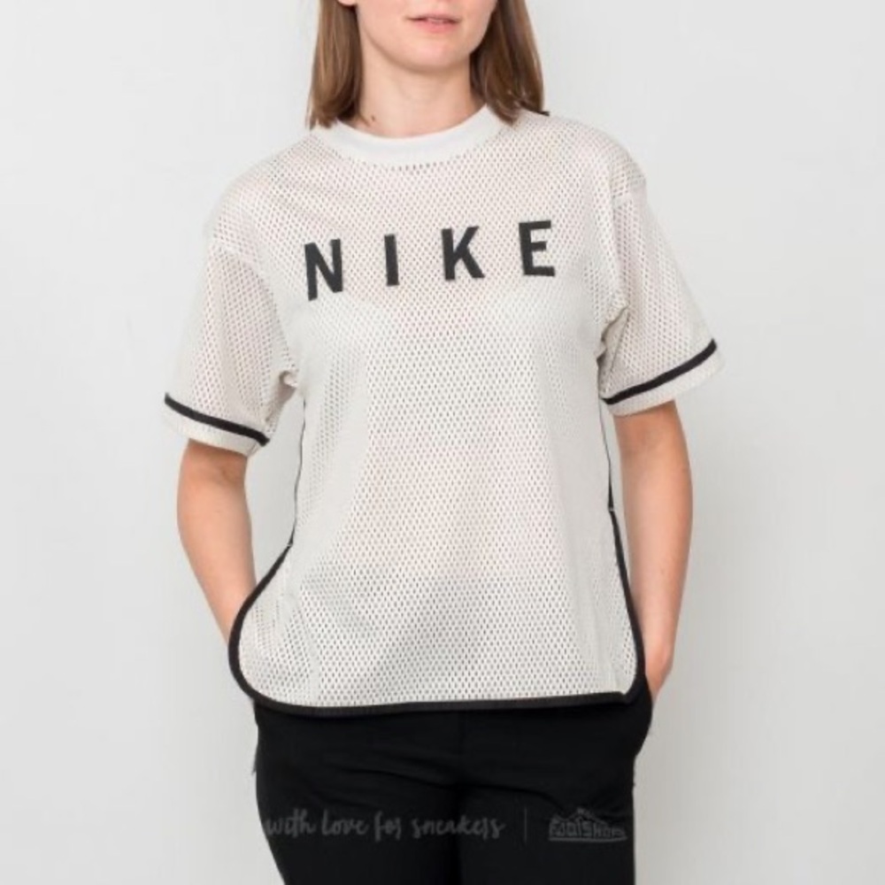NIKE SPORTSWEAR SHORTSLEEVE MESH TOP
 - Light Bone/ Black - Small